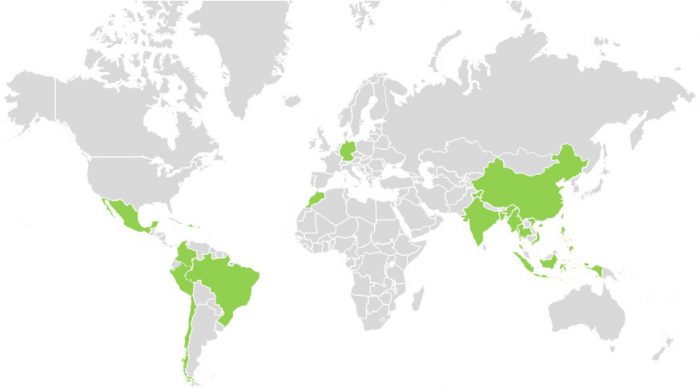 Mapa de la presencia de la IGGRD en el mundo